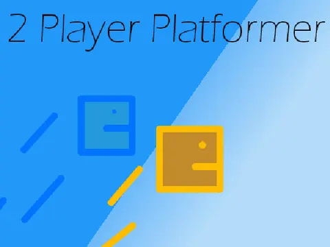 2 player platformer game logo featuring orange and blue characters in final battle
