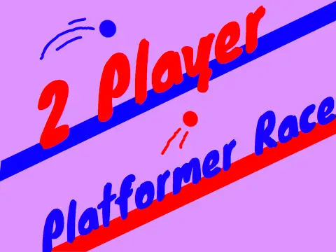 2 player platformer race logo cover showing red and blue players