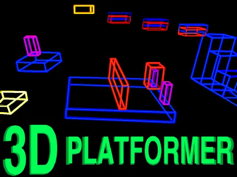 3D platformer v8 logo cover showing block-based 3D environment with blue and green platforms