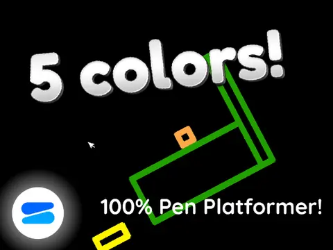 5 Colors 100 pen platformer logo featuring red, yellow, and blue color rules