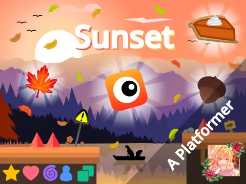 Sunset Platformer game cover art featuring autumn scenery