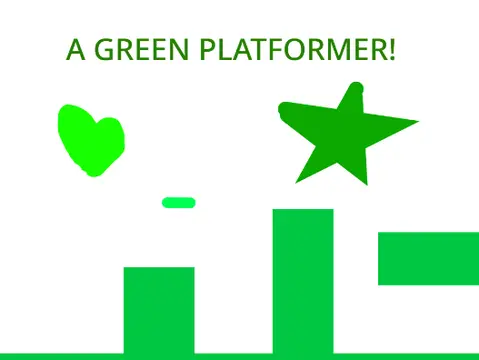 A Green Platformer logo cover featuring green cube in a monochromatic world