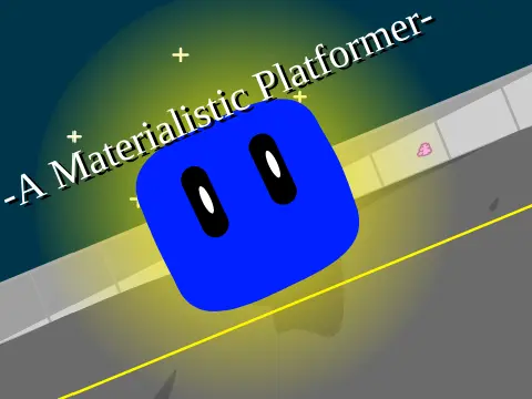 A Materialistic Platformer logo - artistic platformer with laser and tire mechanics