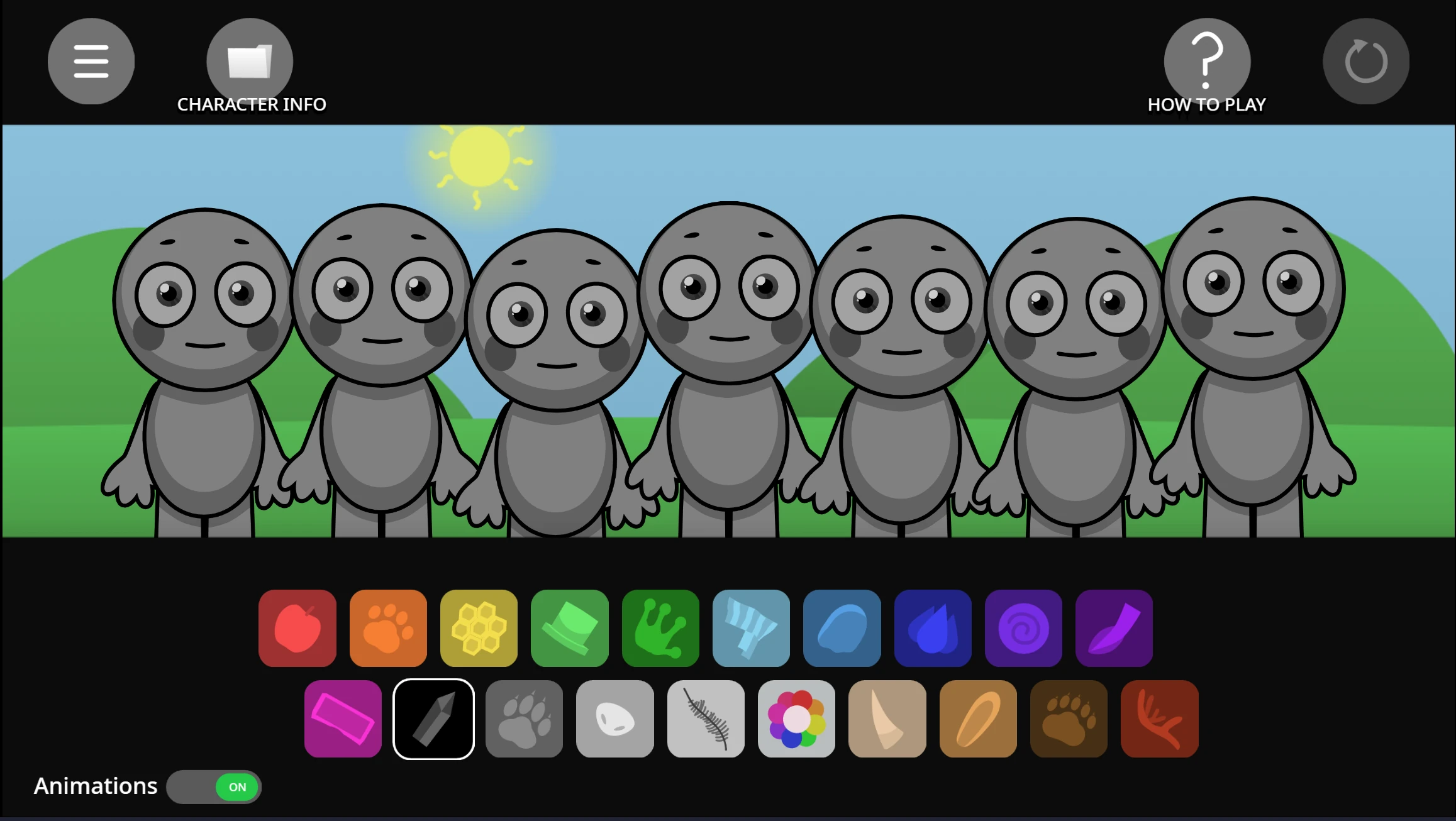 Sprunki Abgerny gameplay showing character selection