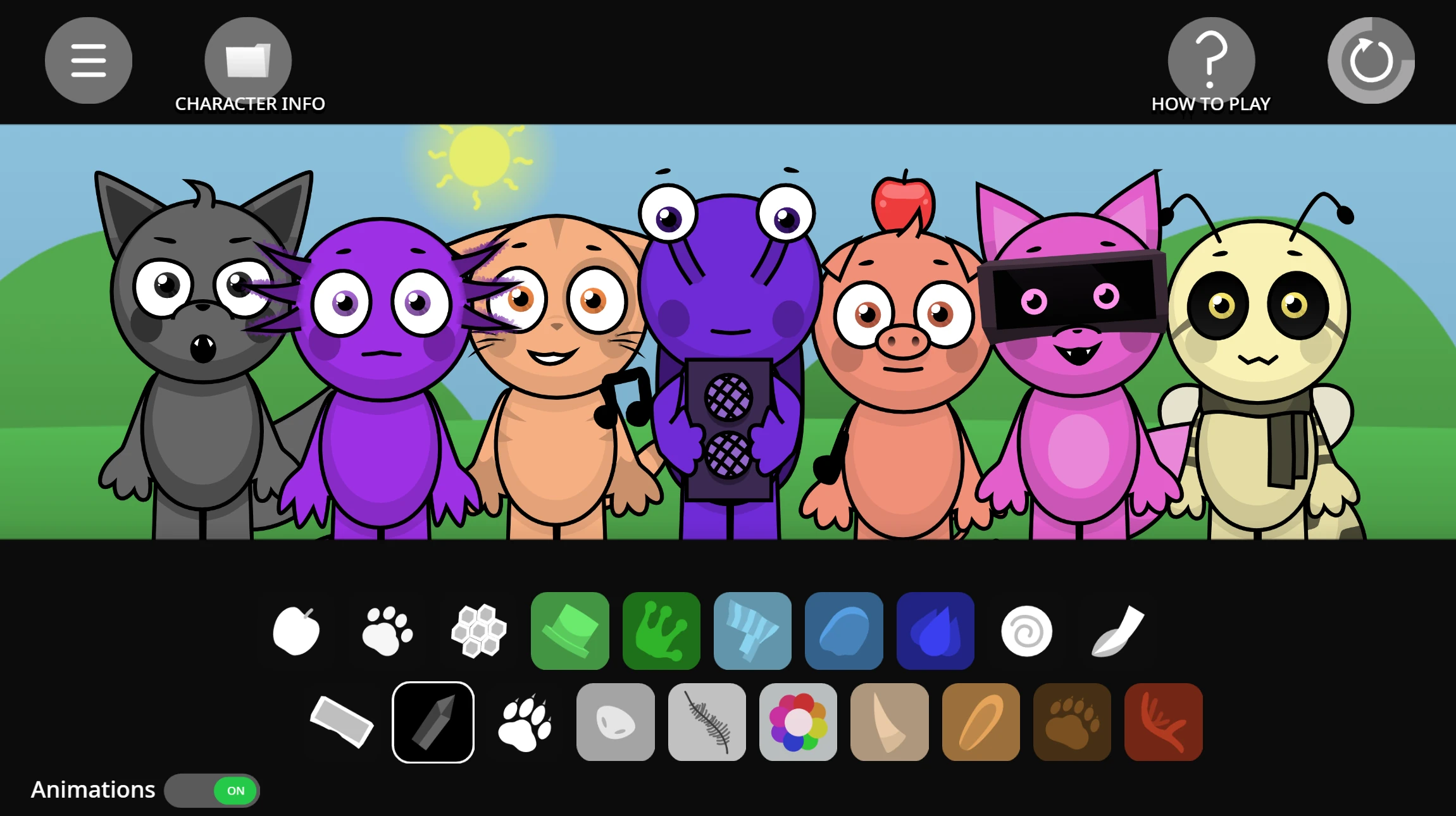 Sprunki Abgerny game in action with multiple characters