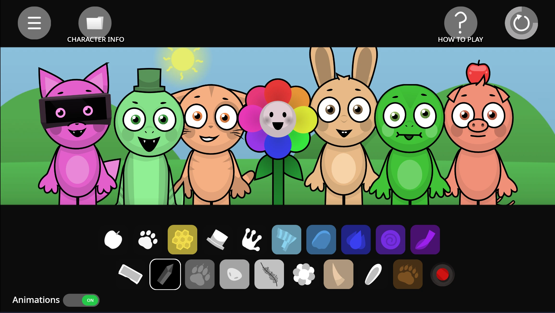 Full screen Sprunki Abgerny gameplay with all characters active