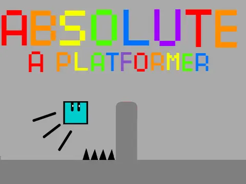 absolute a platformer mobile friendly logo with player model and rain effect