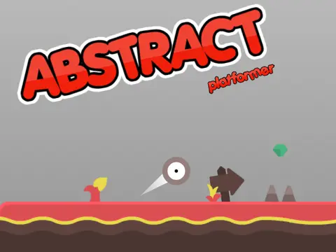 Abstract platformer realistic scrolling logo cover featuring gem collection and abstract level design