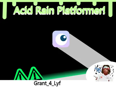 Acid rain platformer logo cover featuring hazardous acid rain and trampoline mechanics