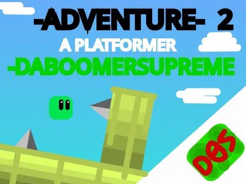Adventure 2 platformer logo - 20-level adventure game with vexento music