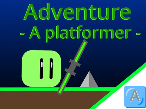 Adventure platformer logo featuring lightsaber-wielding character against obstacle course