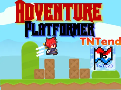 Adventure platformer logo cover featuring collaborative project with music by Ampyx