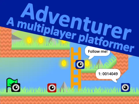 Multiplayer cloud scrolling adventure game logo