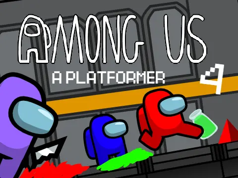 Among Us 4 A Platformer game logo featuring crewmate character in platformer style