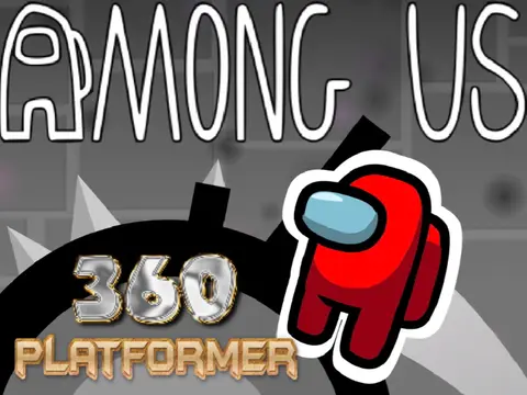Among Us a 360° platformer logo, 360 degree scrolling mobile friendly