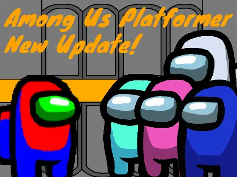 Among Us character in a platform game scene