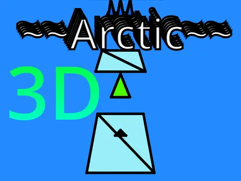 Arctic 3D platformer logo - frozen three-dimensional platforming environment