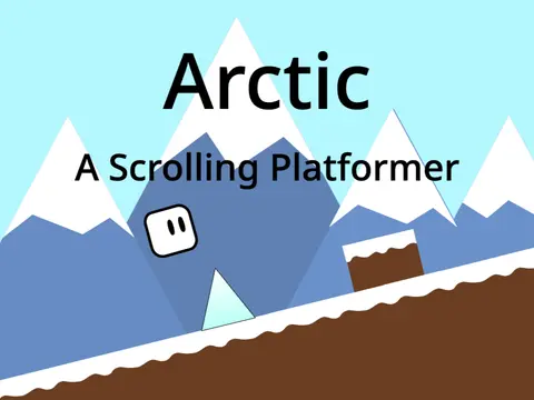Game logo for Arctic: A Scrolling Platformer, a winter-themed side-scrolling game