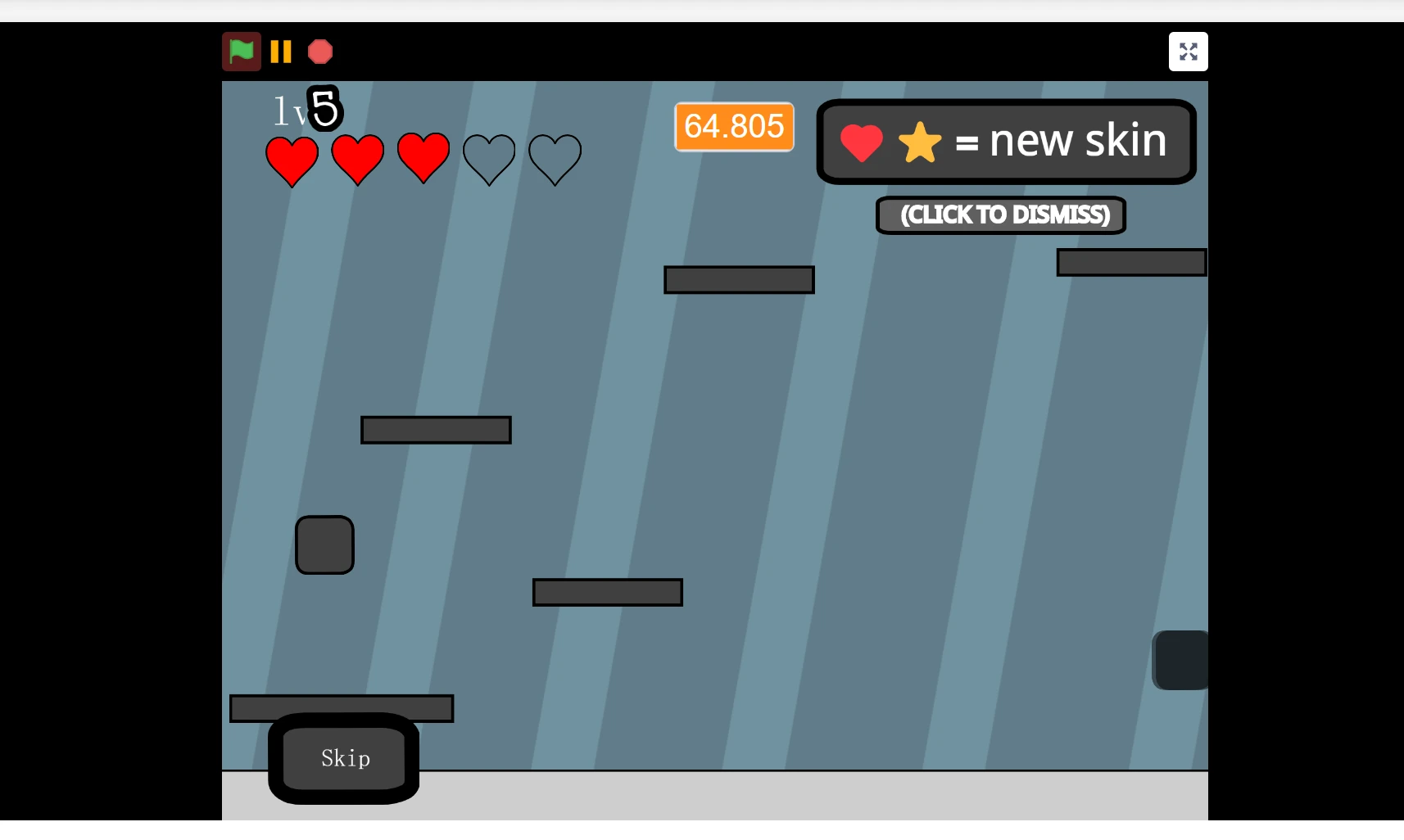 Mid-level gameplay of Arctic Platformer Closed with spaced platforms