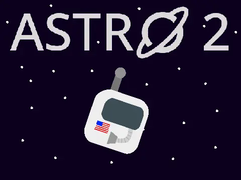 Astro 2 platformer game cover featuring planet icon and space theme, representing Mercury Venus Earth Mars Jupiter Saturn Uranus Neptune solar system journey