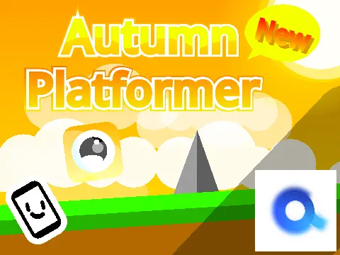 Autumn platformer logo featuring fall colors, leaves, and autumn theme