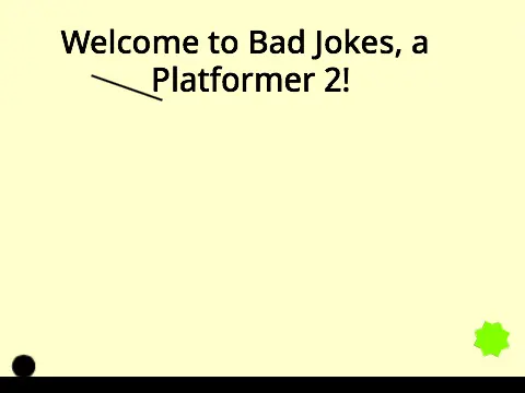Bad Jokes a Platformer 2 logo featuring ball character and rainbow orb