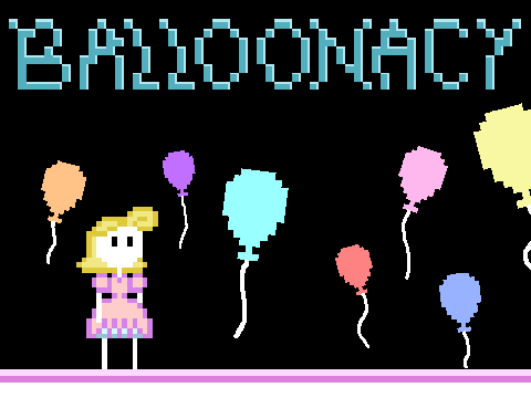 balloonacy classic platformer game logo with Super Mario style pipes