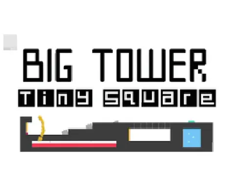 Big Tower Tiny Square platformer logo - pink square ascending hazardous tower