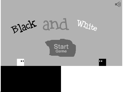 Black and White platformer logo - dual-character polarity puzzle game