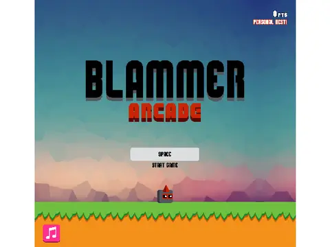 Blammer arcade platformer logo - unicorn character in infinite runner platformer