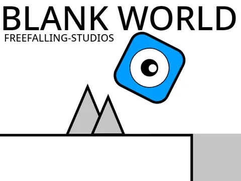 Blank World game logo featuring the colorless cursed landscape and platformer character