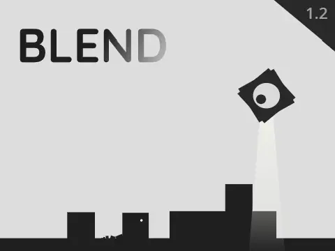 Blend platformer logo featuring square blending with ground tiles