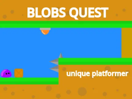 Blob's Quest puzzle platformer logo - blob character in puzzle environment
