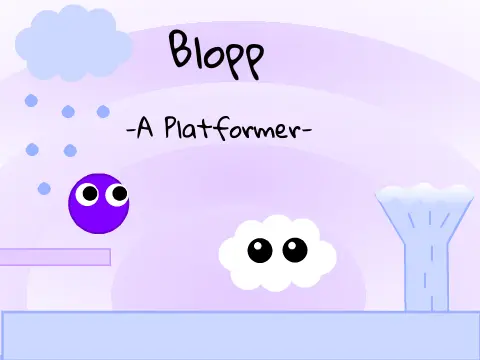 Blopp Platformer game logo featuring Blopp character