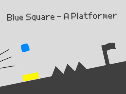 Blue Square platformer logo - minimalist blue square character design