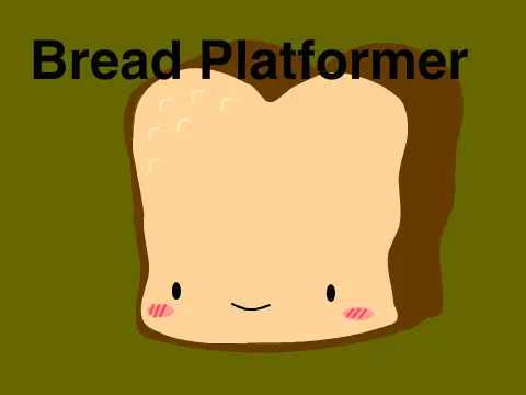 Bread platformer logo featuring bread slice with magical elevators and color-coded tiles