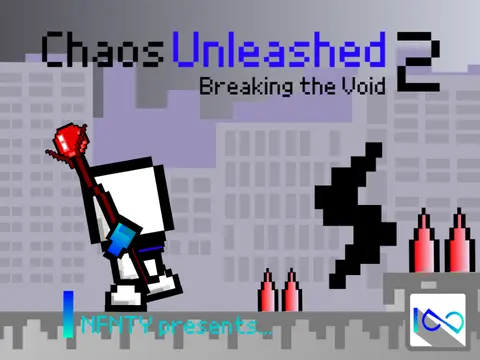Breaking the Void platformer logo with chaos and void theme