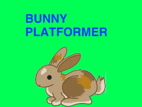 Bunny platformer game logo featuring rabbit and carrot collection theme
