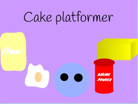 Cake Platformer logo featuring dessert and ingredients for collection gameplay