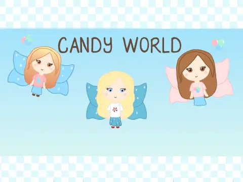 Candy World platformer logo with sweet candy-themed design