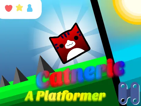 Catneric platformer logo cover featuring Geometry Dash inspired cat character