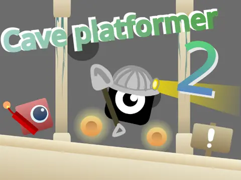 Cave Platformer 2 logo cover featuring underground cave environment and platformer character