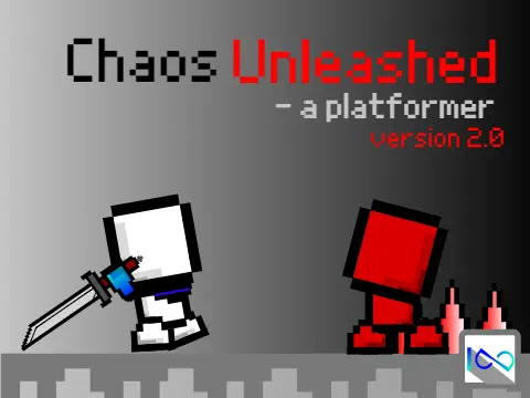 Chaos Unleashed - a platformer v. 2.0 logo featuring dark fantasy theme