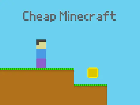 Cheap Minecraft platformer logo with block-breaking aesthetic