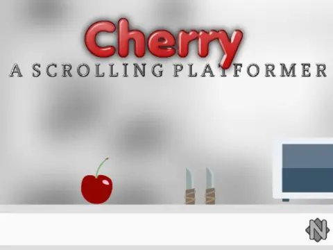 Cherry platformer game logo featuring cherry and sundae art blockshaded by noodlebot743