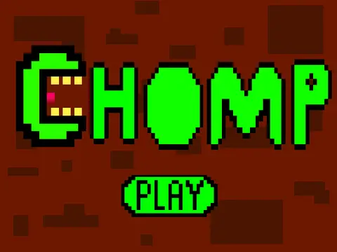 Chomp platformer logo - watermelon-chomping action platformer with mouse aiming