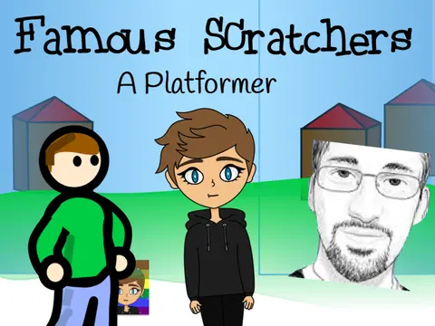 Choose your player platformer logo cover featuring griffpatch and other Scratch creator avatars