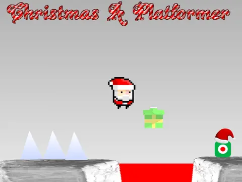 Christmas platformer logo cover featuring presents and Grinch holiday theme