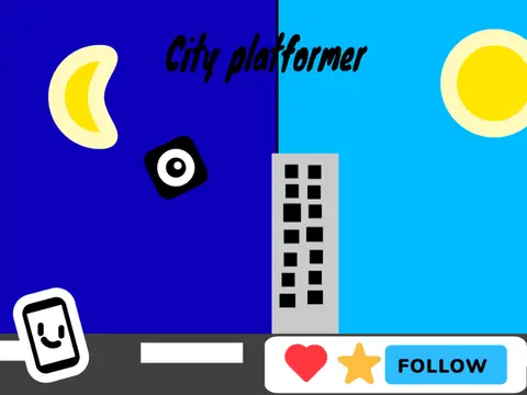 City platformer next generation logo cover featuring cityscape and mine platformer fusion