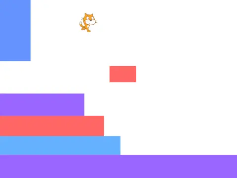 Classic platformer griffpatch E5 logo with Scratch cat space theme